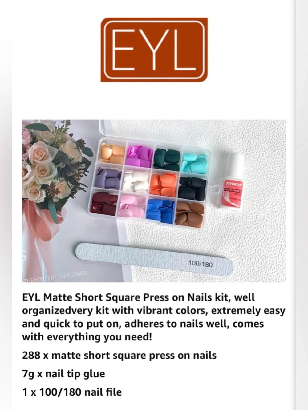 Multicolor Matte Press-On Nail Kit - Assorted Colors